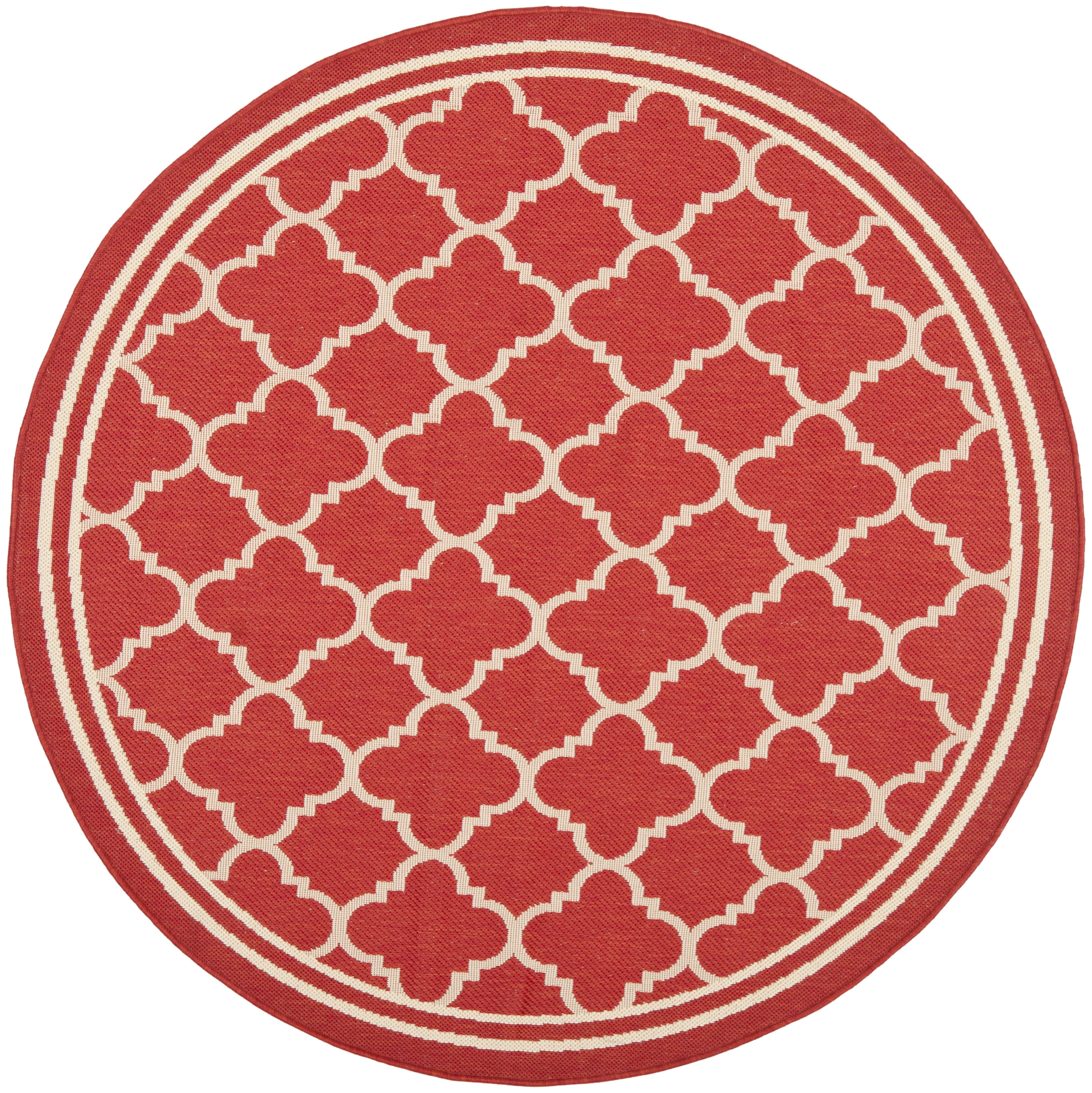 Courtyard CY6918 Power Loomed Indoor/Outdoor Area Rug - Red/Bone - 5'3" Round - Safavieh.