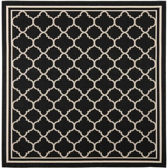 Safavieh Courtyard Alina Geometric Quatrefoil Indoor/Outdoor Area Rug, Black/Beige, 5'3" x 5'3" Square