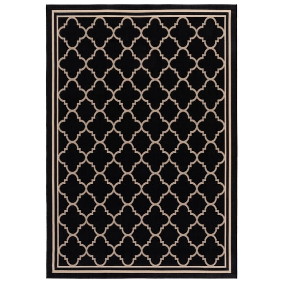 Safavieh Courtyard Alina Geometric Quatrefoil Indoor/Outdoor Area Rug, Black/Beige, 5'3" x 7'7"