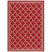 Safavieh Courtyard Alina Geometric Quatrefoil Indoor/Outdoor Area Rug, Red/Bone, 5'3" x 7'7"