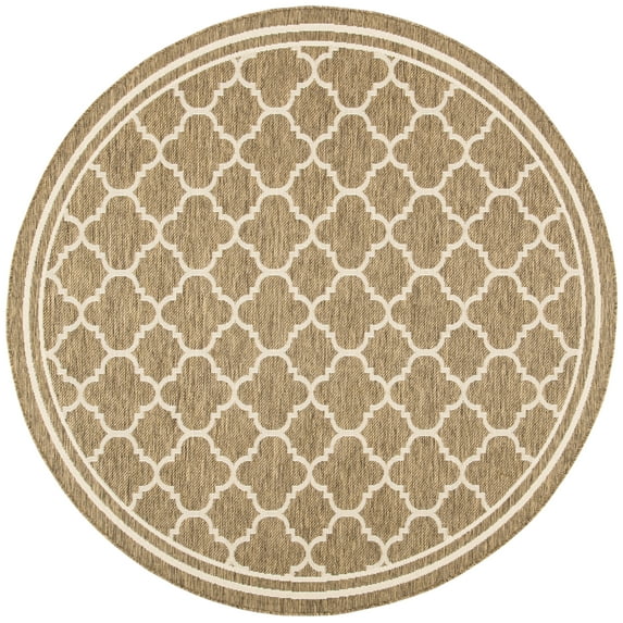 Safavieh Courtyard Alina Geometric Quatrefoil Indoor/Outdoor Area Rug, Brown/Bone, 7'10" x 7'10" Round