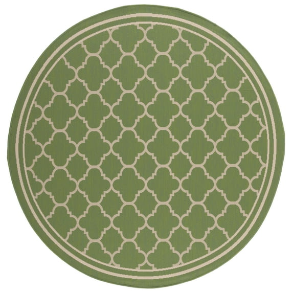 Safavieh Courtyard Alina Geometric Quatrefoil Indoor/Outdoor Area Rug, Green/Beige, 7'10" x 7'10" Round