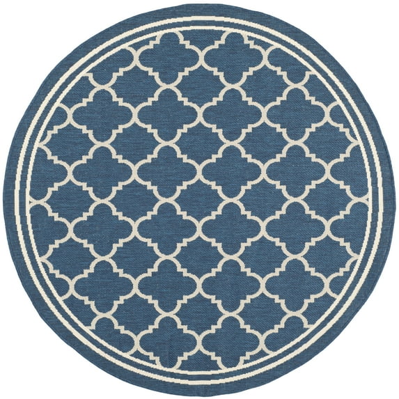 Safavieh Courtyard Alina Geometric Quatrefoil Indoor/Outdoor Area Rug, Navy/Beige, 7'10" x 7'10" Round