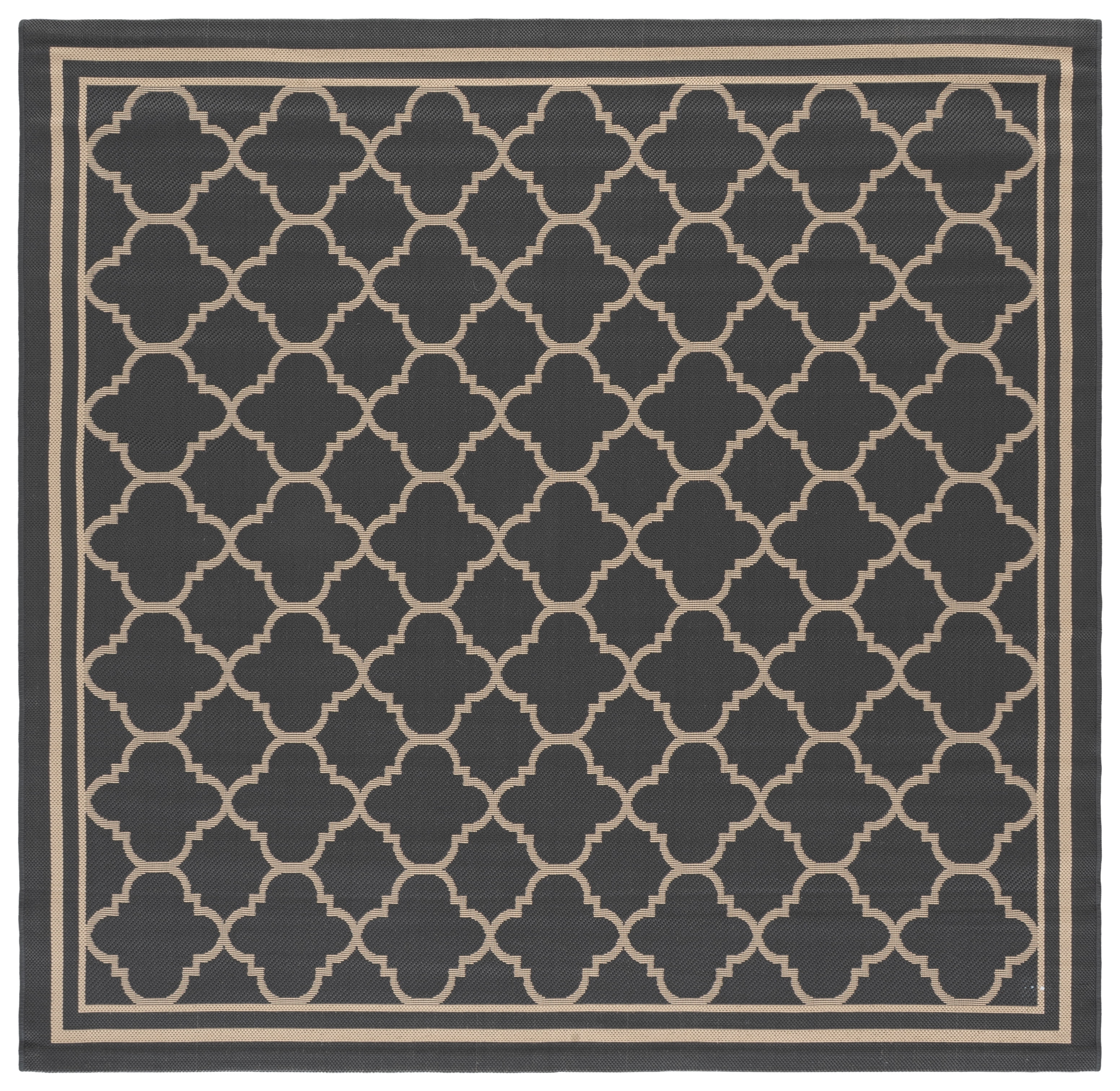 Safavieh Courtyard Alina Geometric Quatrefoil Indoor/Outdoor Area Rug, Anthracite/Beige, 7'10" x 7'10" Square