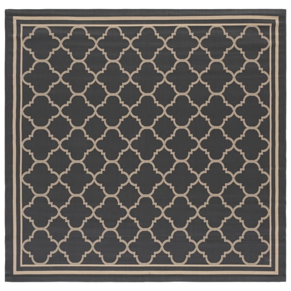 Safavieh Courtyard Alina Geometric Quatrefoil Indoor/Outdoor Area Rug, Anthracite/Beige, 7'10" x 7'10" Square