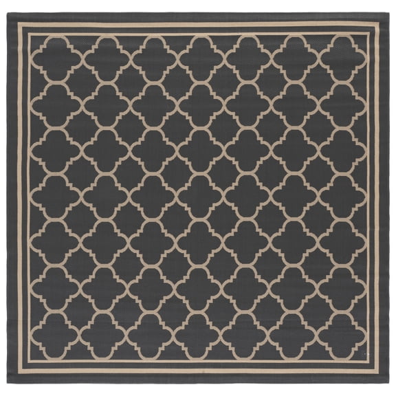 Safavieh Courtyard Alina Geometric Quatrefoil Indoor/Outdoor Area Rug, Anthracite/Beige, 7'10" x 7'10" Square