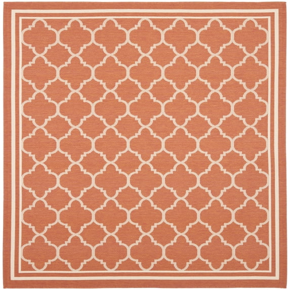 Safavieh Courtyard Alina Geometric Quatrefoil Indoor/Outdoor Area Rug, Terracotta/Bone, 7'10" x 7'10" Square