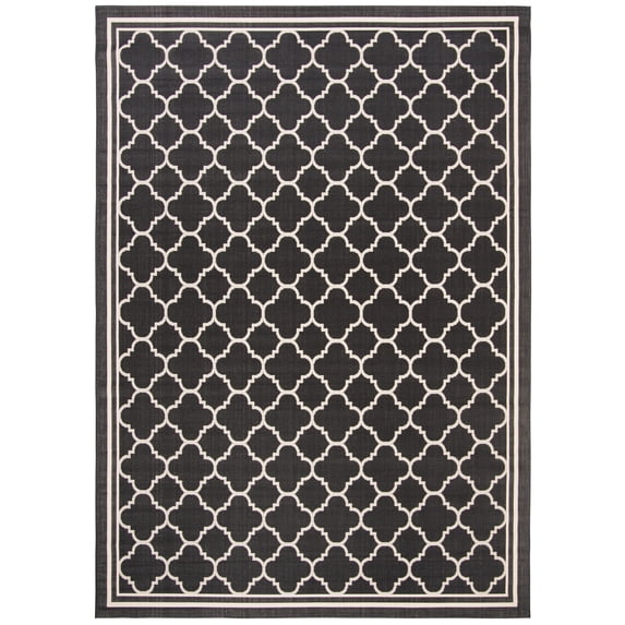 Safavieh Courtyard Alina Geometric Quatrefoil Indoor/Outdoor Area Rug, Black/Beige, 8' x 10'