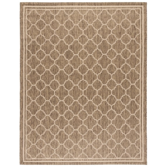 SAFAVIEH Courtyard Alina Geometric Quatrefoil Indoor/Outdoor Area Rug, Brown/Bone, 8' x 10'