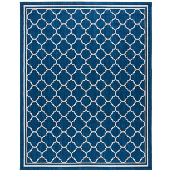 Safavieh Courtyard Alina Geometric Quatrefoil Indoor/Outdoor Area Rug, Navy/Beige, 9' x 12'