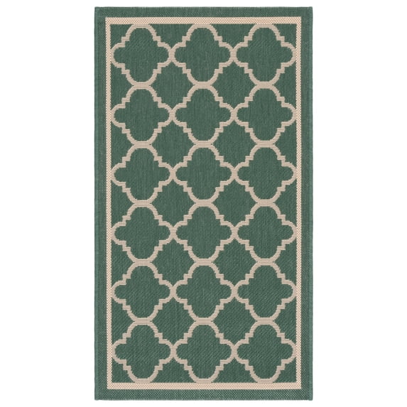 Safavieh Courtyard Alina Geometric Quatrefoil Indoor/Outdoor Area Rug, Dark Green/Beige, 2' x 3'7"