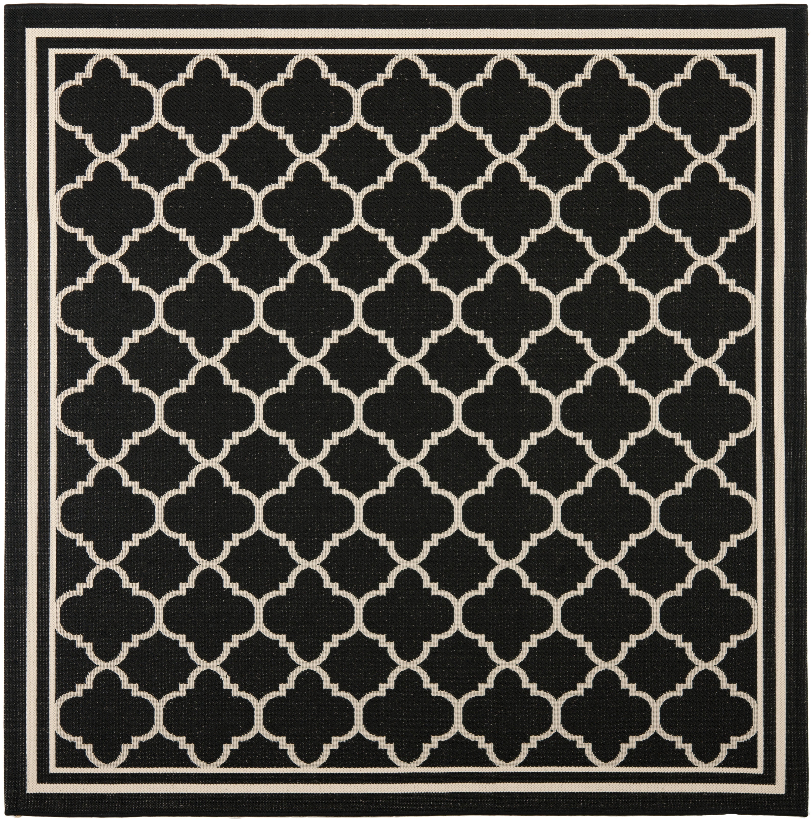 Safavieh Courtyard Alina Geometric Quatrefoil Indoor/Outdoor Area Rug, Black/Beige, 4' x 4' Square