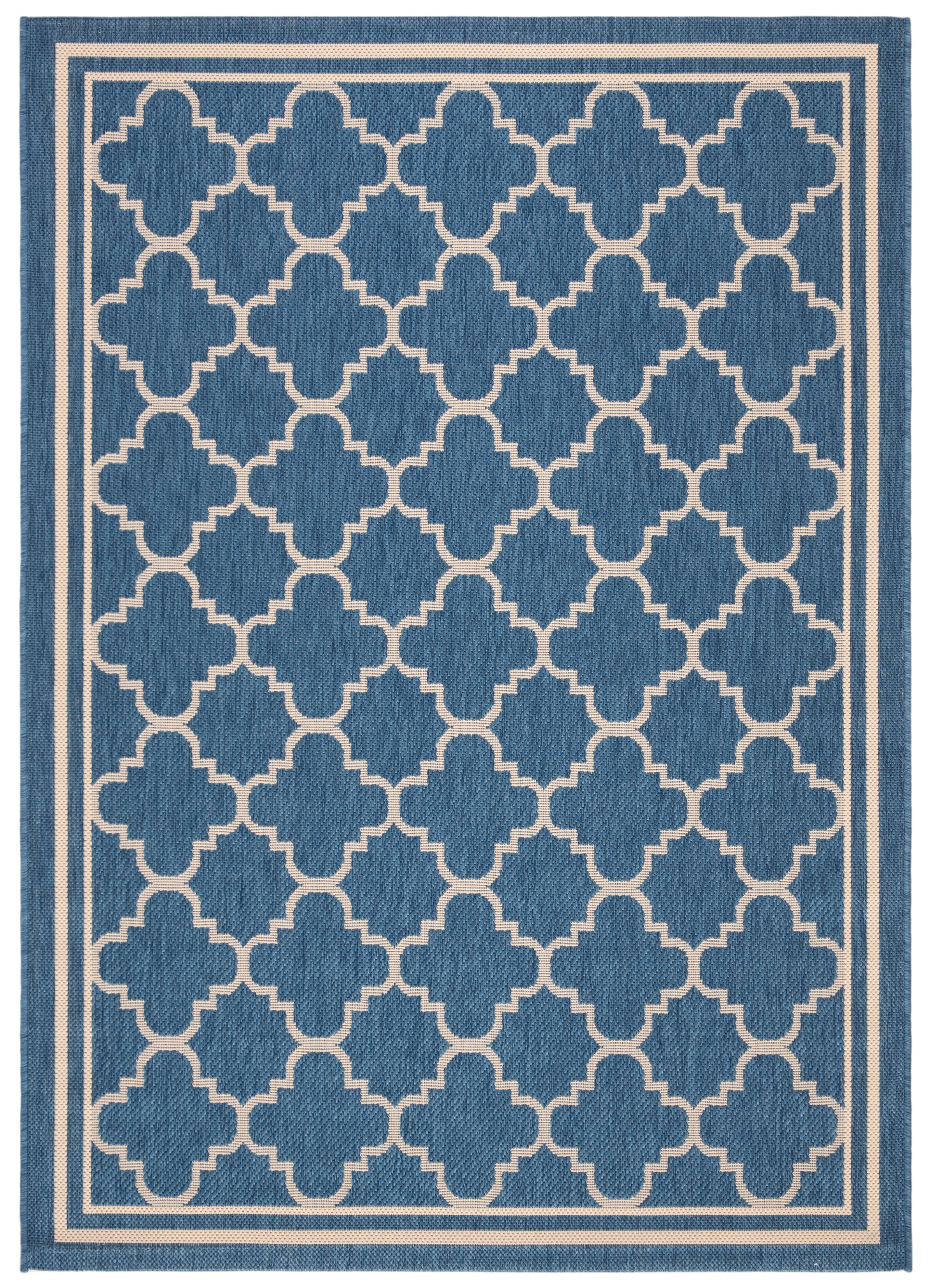 Safavieh Courtyard Alina Geometric Quatrefoil Indoor/Outdoor Area Rug, Blue/Beige, 4' x 5'7"