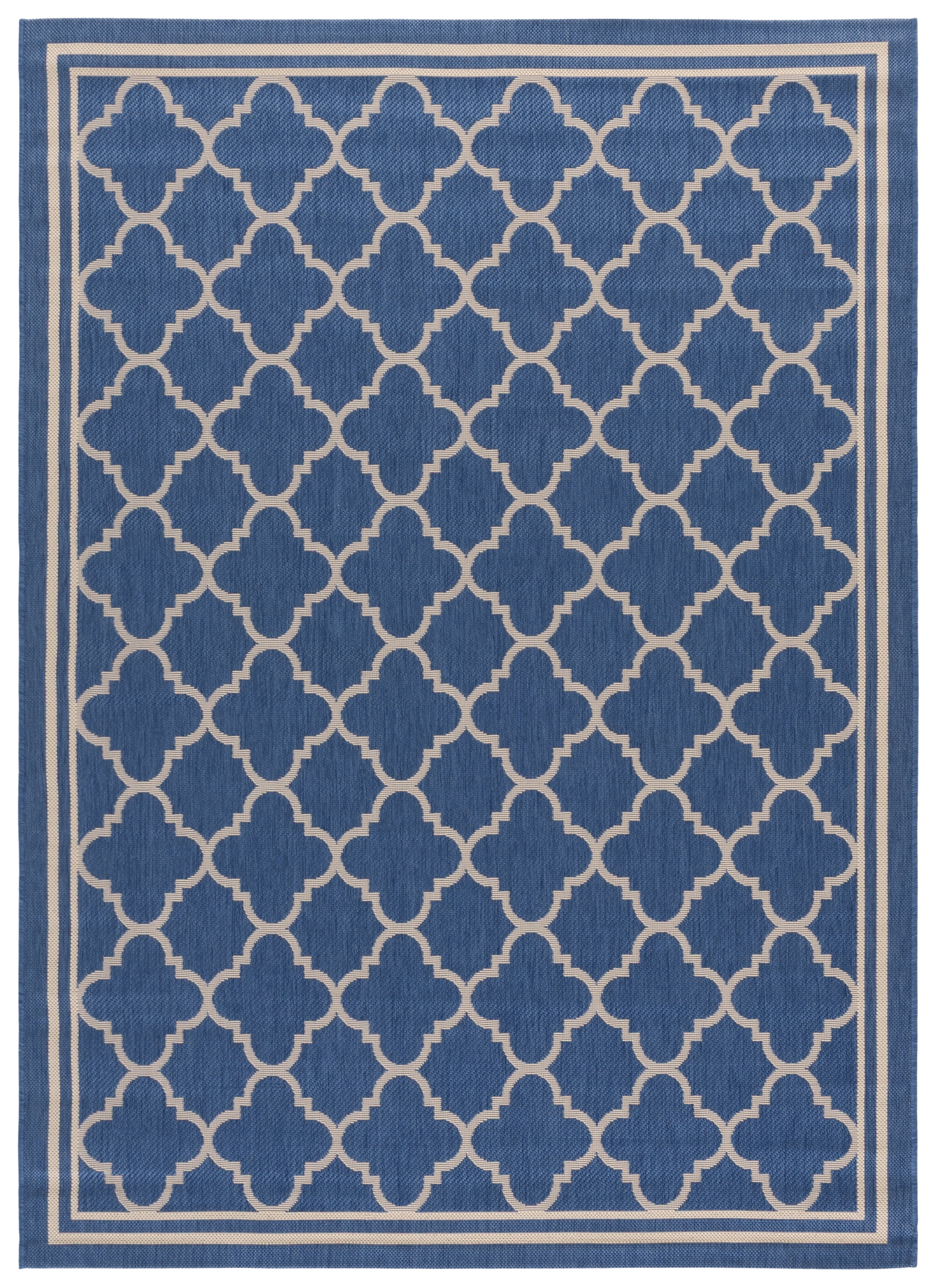 Safavieh Courtyard Alina Geometric Quatrefoil Indoor/Outdoor Area Rug, Blue/Beige, 5'3" x 7'7"