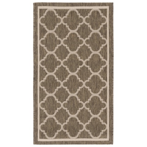 Safavieh Courtyard Alina Geometric Quatrefoil Indoor/Outdoor Area Rug, Brown/Bone, 2' x 3'7"