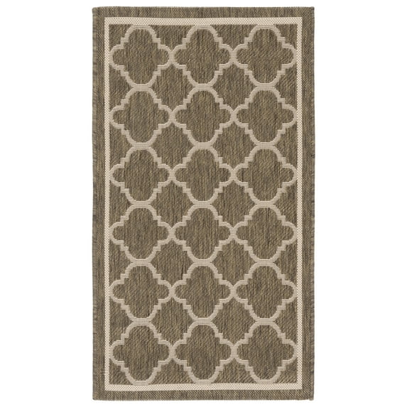 Safavieh Courtyard Alina Geometric Quatrefoil Indoor/Outdoor Area Rug, Brown/Bone, 2' x 3'7"