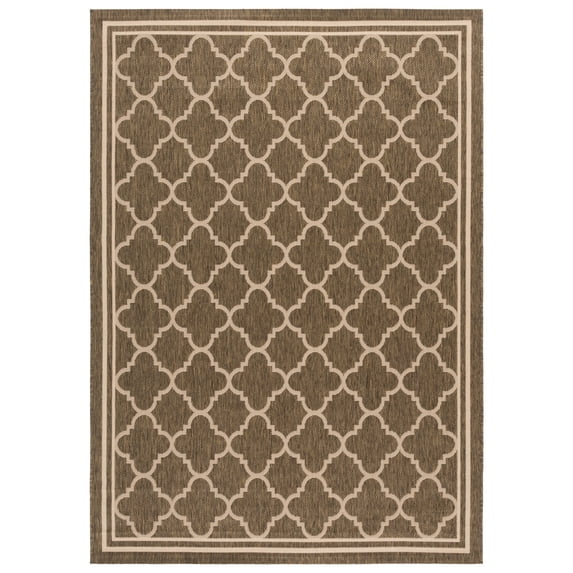 Safavieh Courtyard Alina Geometric Quatrefoil Indoor/Outdoor Area Rug, Brown/Bone, 4' x 5'7"