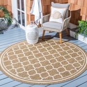 Safavieh Courtyard Alina Geometric Quatrefoil Indoor/Outdoor Area Rug, Brown/Bone, 5'3" x 5'3" Round