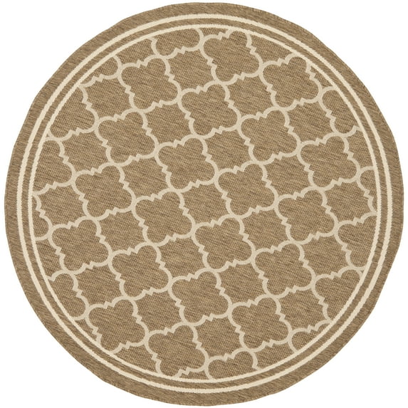 Safavieh Courtyard Alina Geometric Quatrefoil Indoor/Outdoor Area Rug, Brown/Bone, 5'3" x 5'3" Round