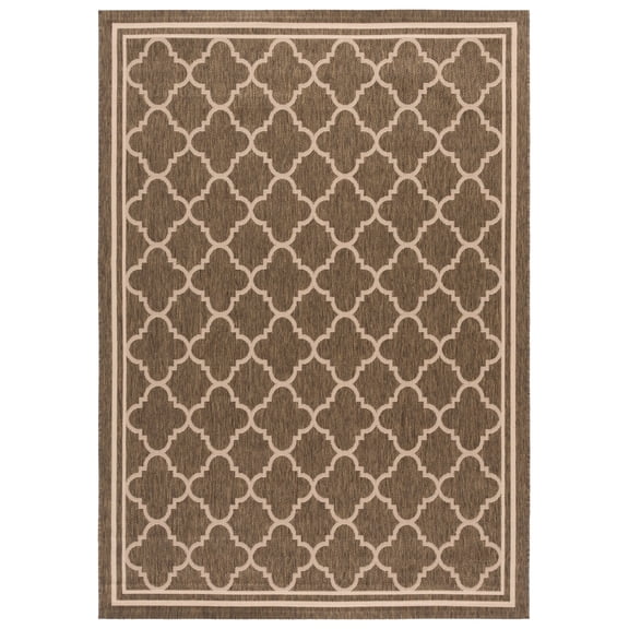 Safavieh Courtyard Alina Geometric Quatrefoil Indoor/Outdoor Area Rug, Brown/Bone, 5'3" x 7'7"