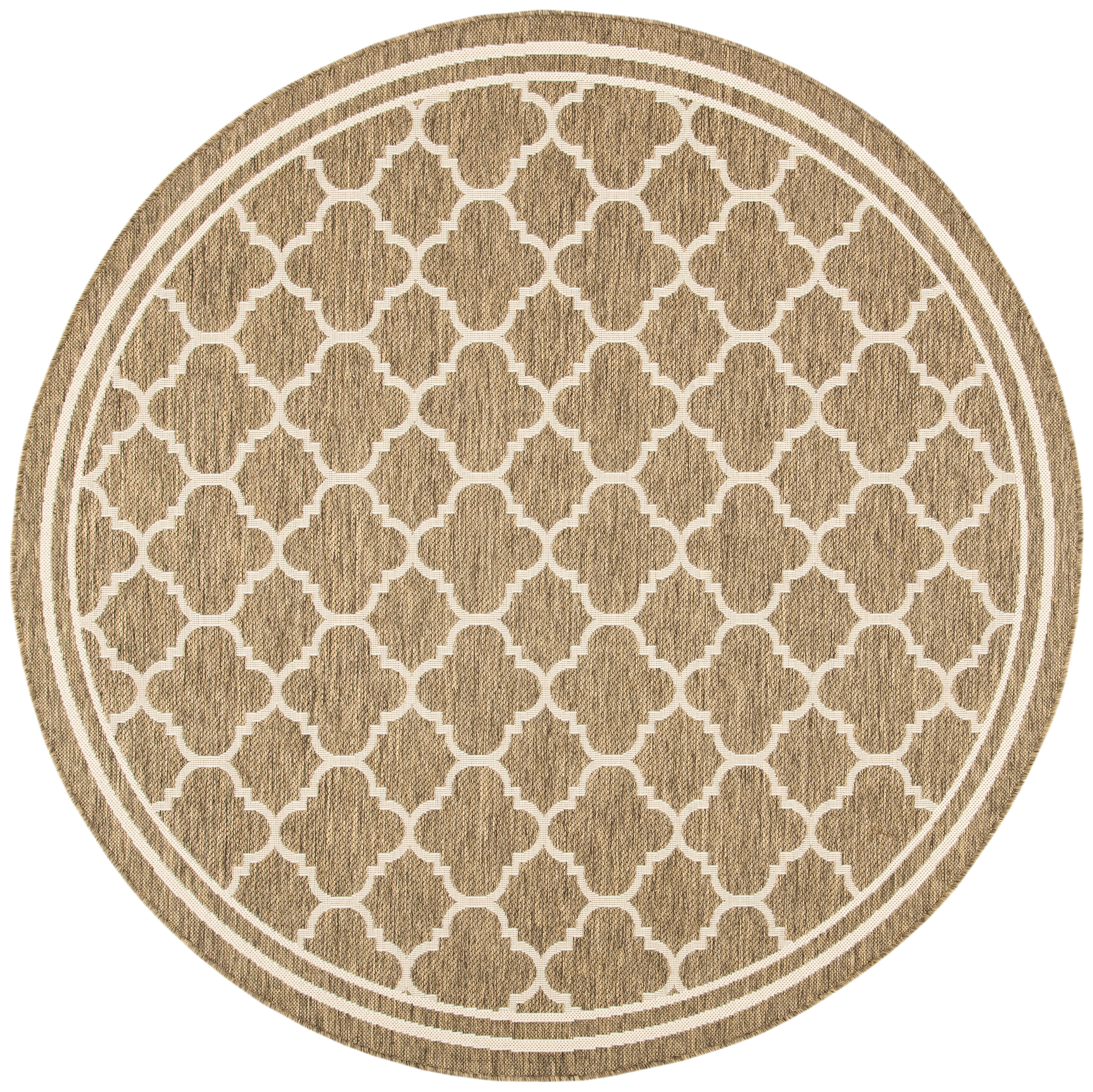 Safavieh Courtyard Alina Geometric Quatrefoil Indoor/Outdoor Area Rug, Brown/Bone, 6'7" x 6'7" Round