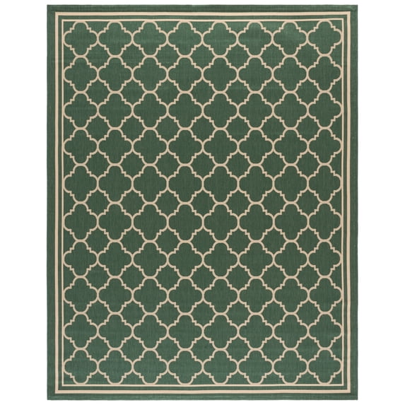 Safavieh Courtyard Alina Geometric Quatrefoil Indoor/Outdoor Area Rug, Dark Green/Beige, 10' x 14'
