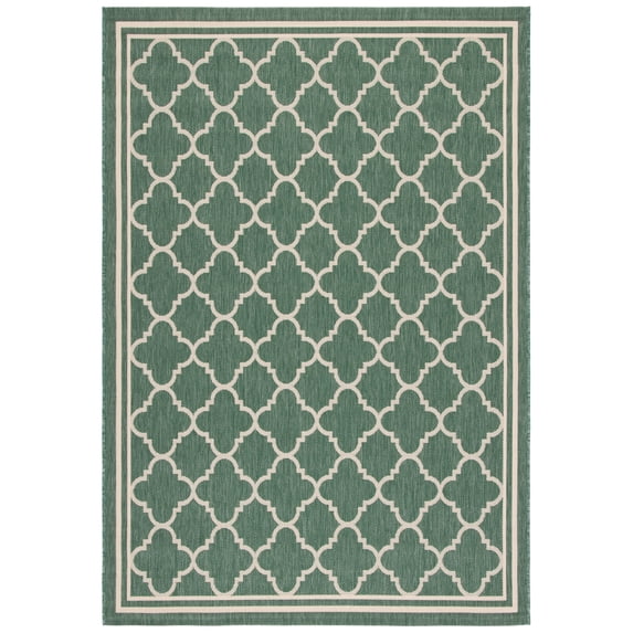 Safavieh Courtyard Alina Geometric Quatrefoil Indoor/Outdoor Area Rug, Dark Green/Beige, 4' x 5'7"