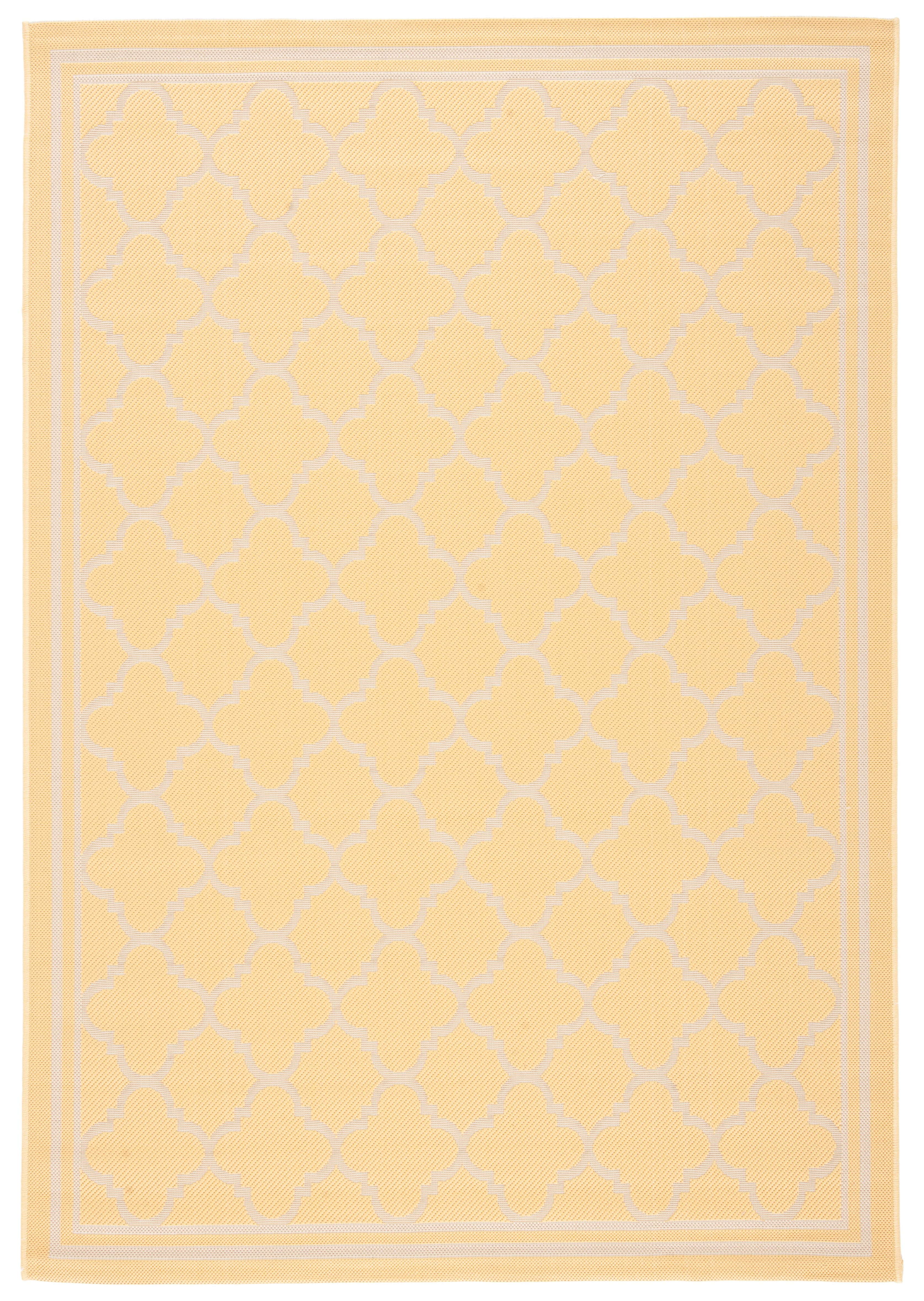SAFAVIEH Courtyard Alina Geometric Indoor/Outdoor Area Rug, Gold/Beige, 5'3" x 7'7"