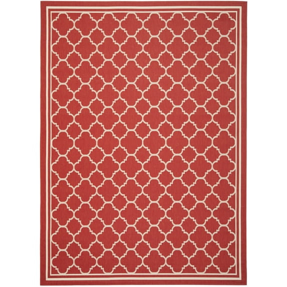 Safavieh Courtyard Alina Geometric Quatrefoil Indoor/Outdoor Area Rug, Red/Bone, 10' x 14'