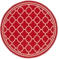 thumbnail image 1 of Safavieh Courtyard Alina Geometric Quatrefoil Indoor/Outdoor Area Rug, Red/Bone, 4' x 4' Round, 1 of 11