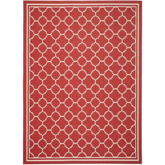 Safavieh Courtyard Alina Geometric Quatrefoil Indoor/Outdoor Area Rug, Red/Bone, 8' x 10'