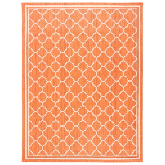 Safavieh Courtyard Alina Geometric Quatrefoil Indoor/Outdoor Area Rug, Terracotta/Bone, 9' x 12'
