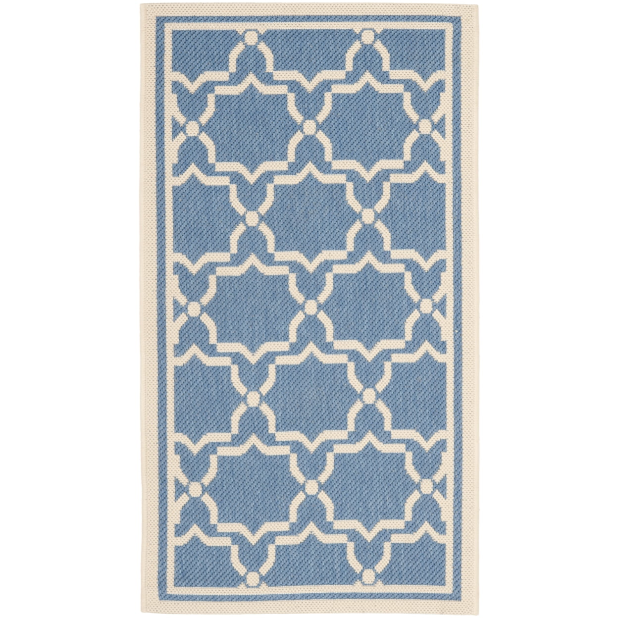 Blue Synthetic Flat Woven Rectangular Easy Care Rug