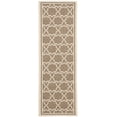 thumbnail image 1 of SAFAVIEH Courtyard Allison Geometric Bordered Indoor/Outdoor Runner Rug, 2'3" x 10', Brown/Bone, 1 of 8