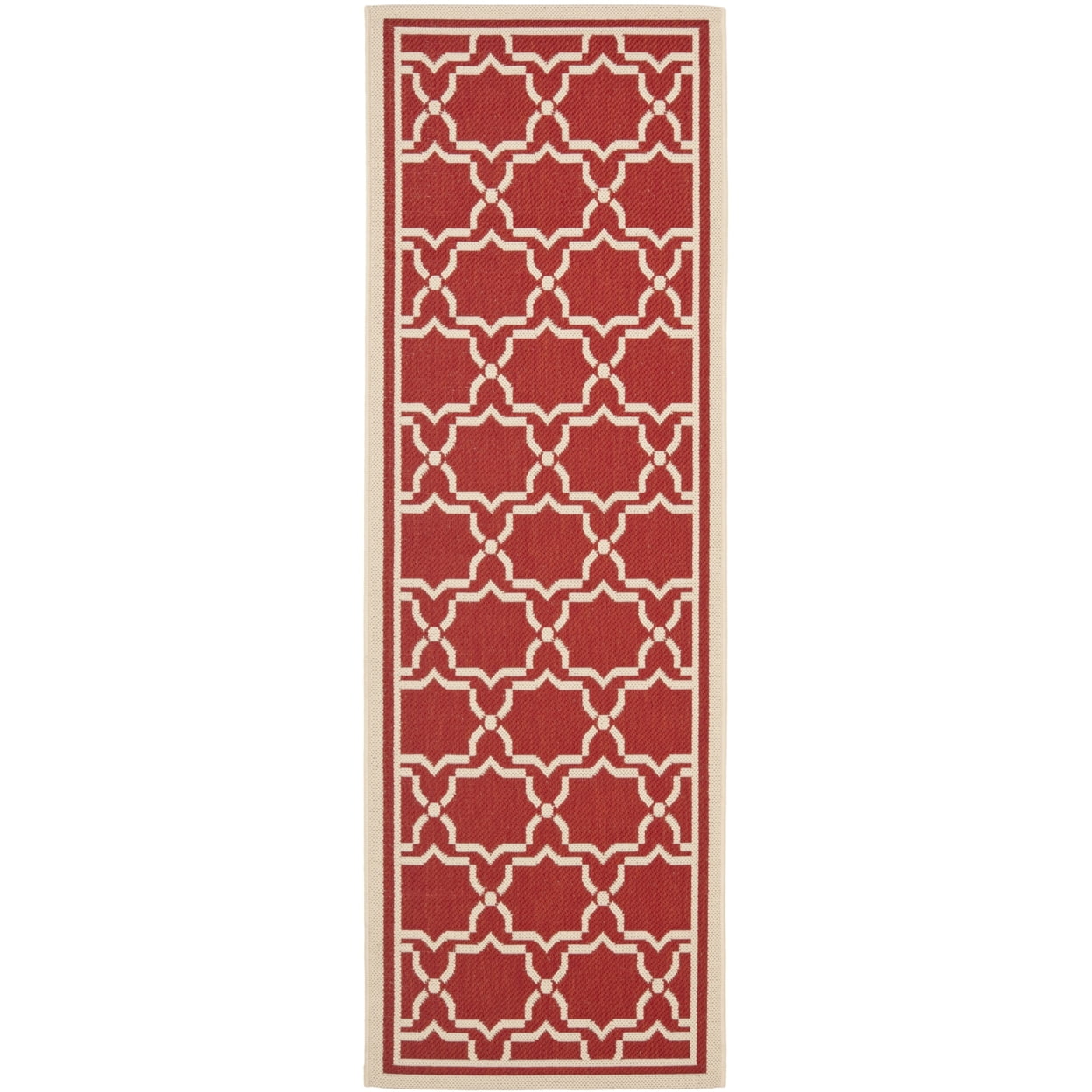 SAFAVIEH Courtyard Allison Geometric Bordered Indoor/Outdoor Runner Rug ...