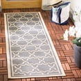 thumbnail image 1 of SAFAVIEH Courtyard Allison Geometric Bordered Indoor/Outdoor Runner Rug, 2'4" x 14', Anthracite/Beige, 1 of 8