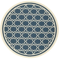 SAFAVIEH Courtyard Allison Oriental Indoor/Outdoor Area Rug, Navy/Beige, 6'7" x 6'7" Round