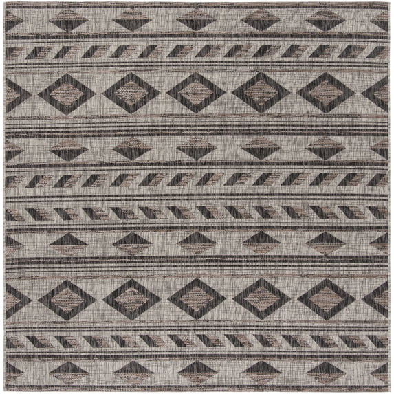 Safavieh Courtyard Allycia Geometric Indoor/Outdoor Area Rug, Gray/Black, 5'3" x 5'3" Square