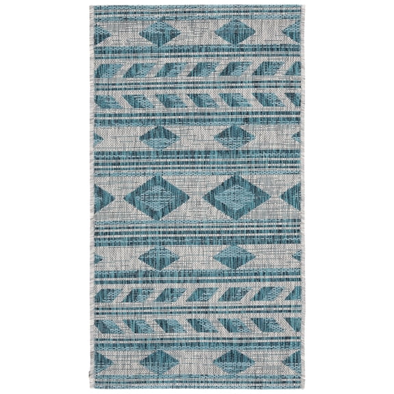 Safavieh Courtyard Allycia Geometric Indoor/Outdoor Area Rug, Gray/Teal, 2' x 3'7"
