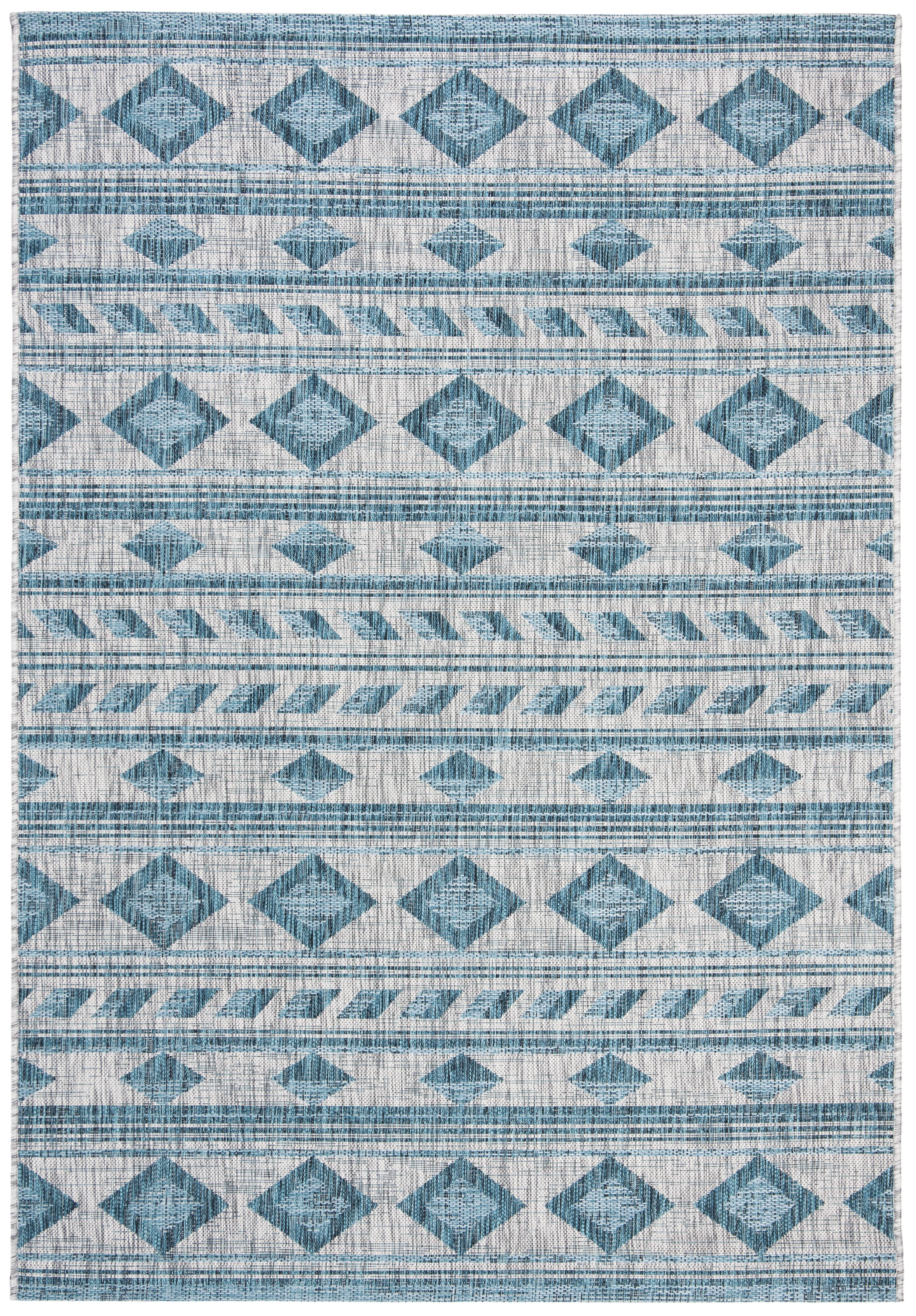 Safavieh Courtyard Allycia Geometric Indoor/Outdoor Area Rug, Gray/Teal, 5'3" x 7'7"