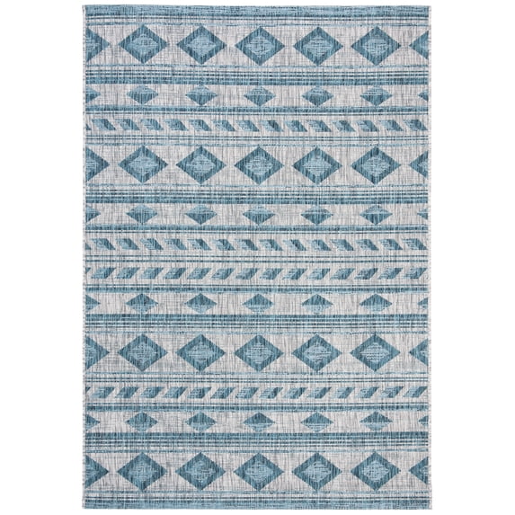 Safavieh Courtyard Allycia Geometric Indoor/Outdoor Area Rug, Gray/Teal, 8' x 11'