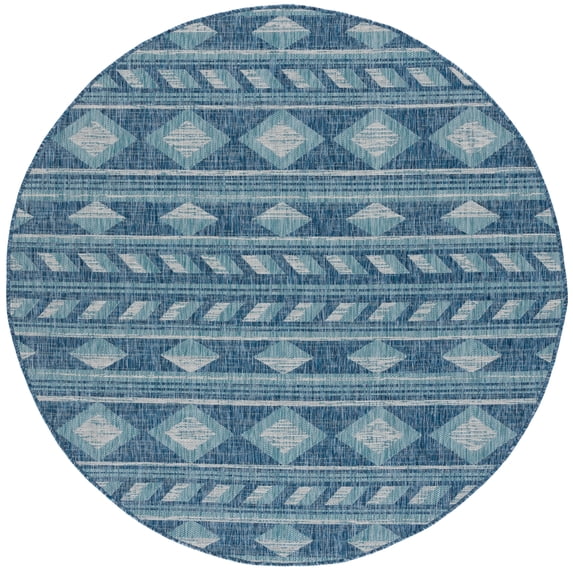 Safavieh Courtyard Allycia Geometric Indoor/Outdoor Area Rug, Navy/Aqua, 4' x 4' Round