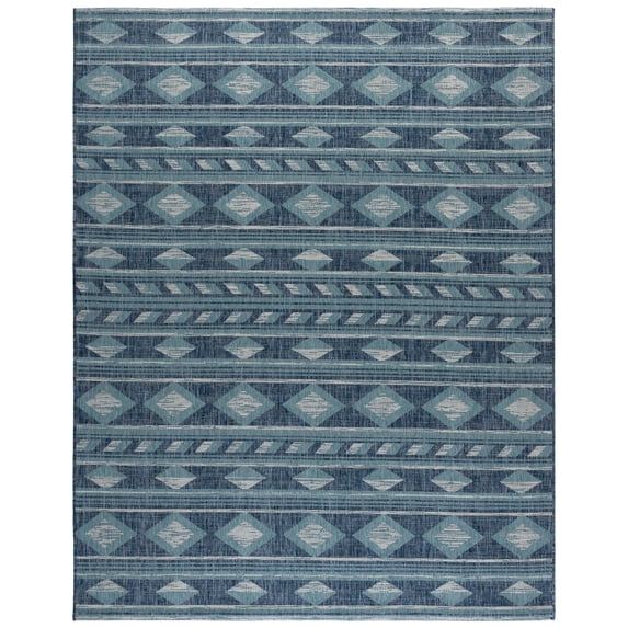 Safavieh Courtyard Allycia Geometric Indoor/Outdoor Area Rug, Navy/Aqua, 8' x 10'