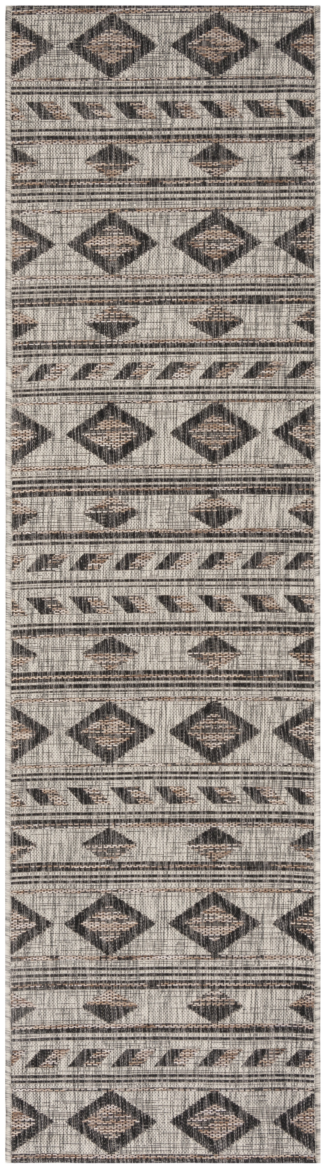 Safavieh Courtyard Allycia Geometric Indoor/Outdoor Runner Rug, Gray/Black, 2'3" x 10'