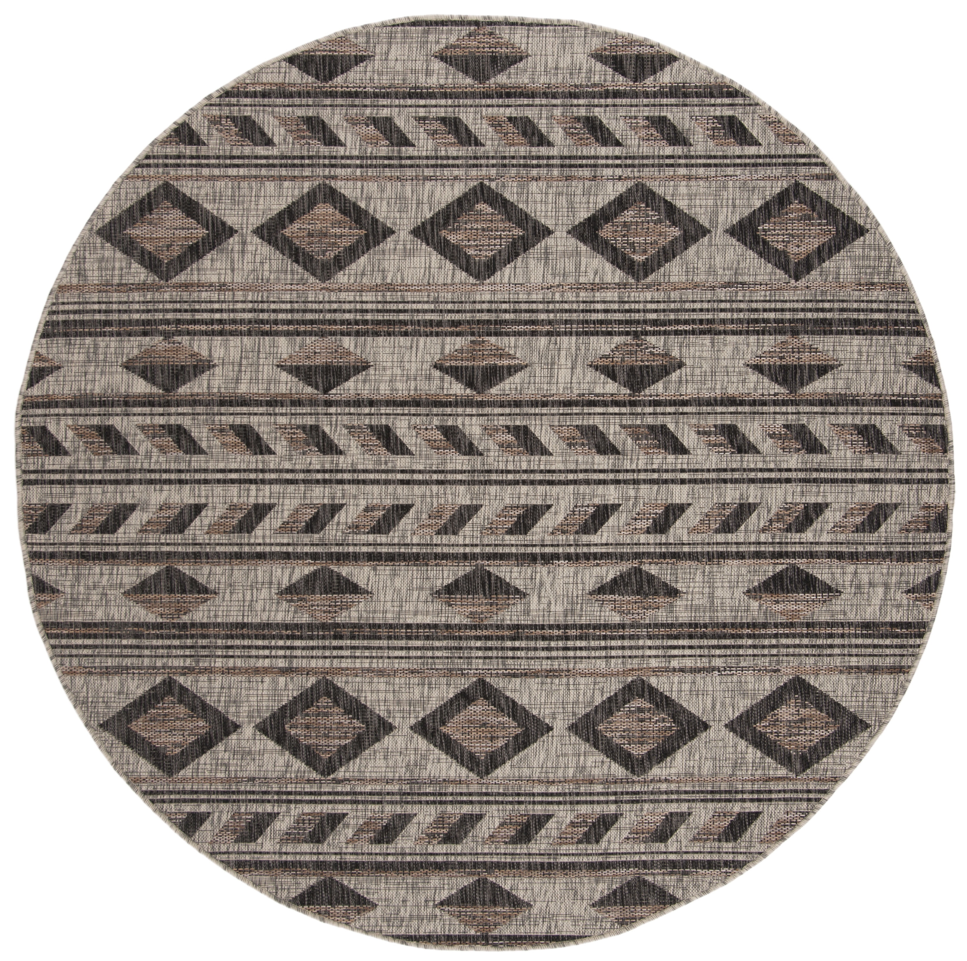 Safavieh Courtyard Allycia Geometric Indoor/Outdoor Area Rug, Gray/Black, 5'3" x 5'3" Round