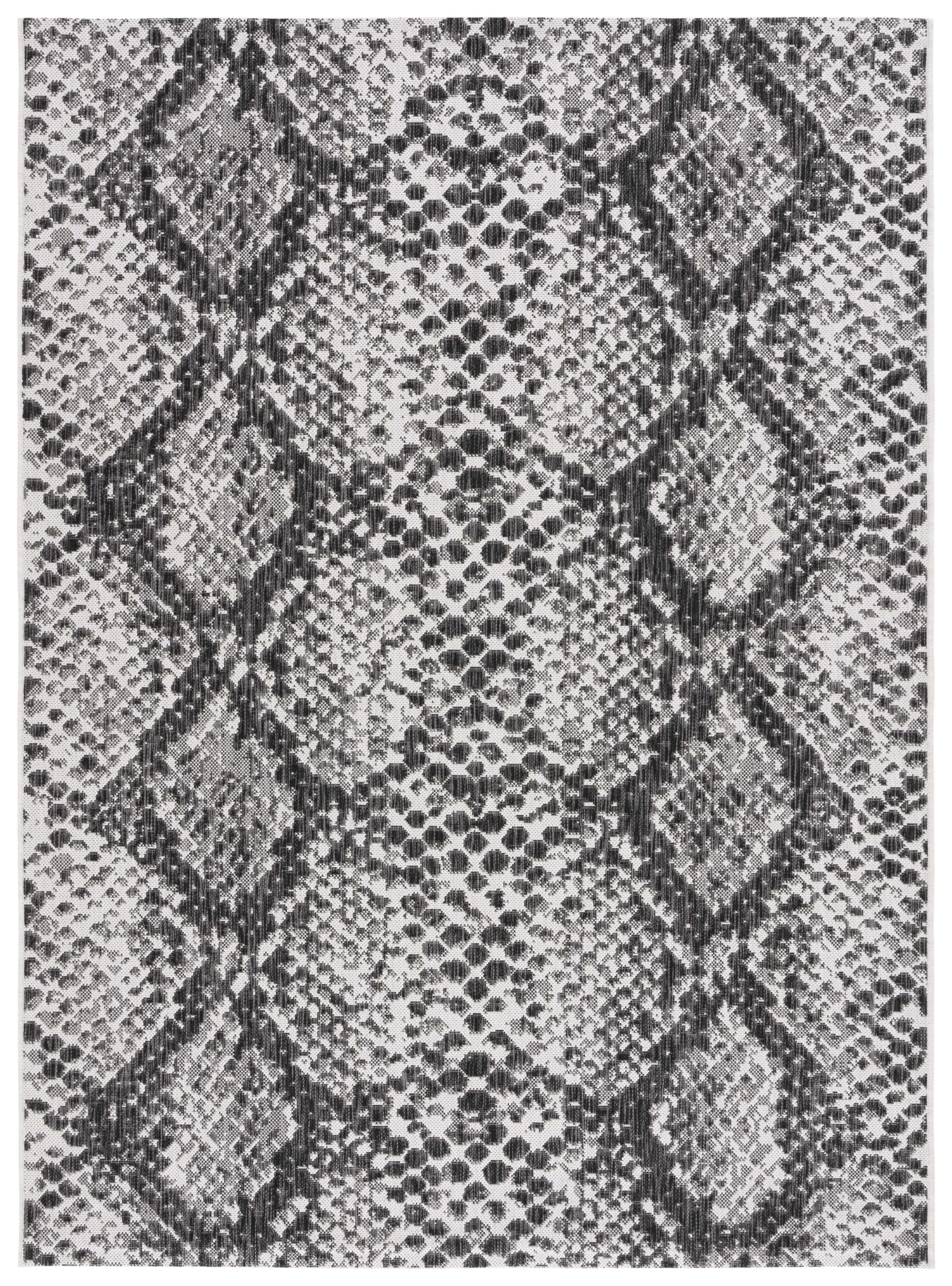 Courtyard Chic 65'' Black Synthetic Rectangular Easy-Care Area Rug
