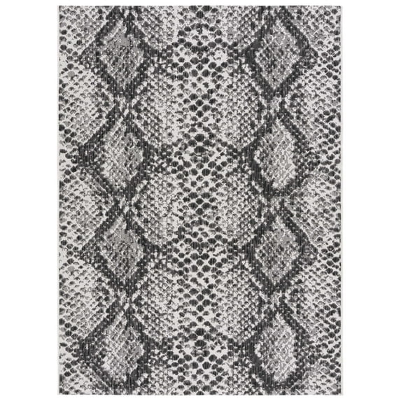 SAFAVIEH Courtyard Alphonse Animal Indoor/Outdoor Area Rug, Grey/Black, 5'5" x 7'7"