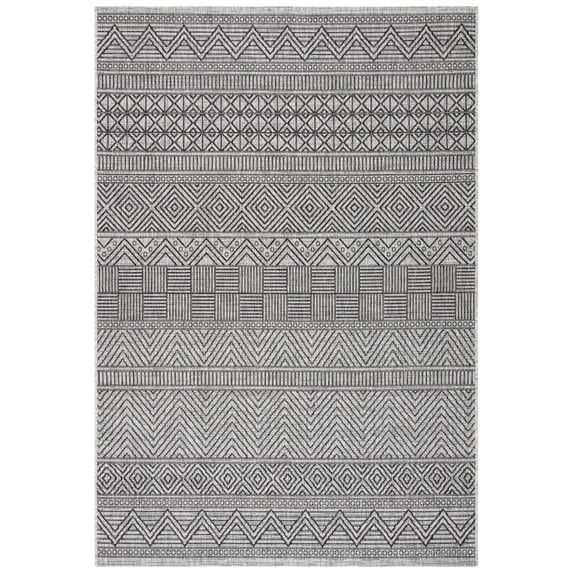 SAFAVIEH Courtyard Altan Geometric Indoor/Outdoor Area Rug, 5'3" x 7'7", Black/Grey