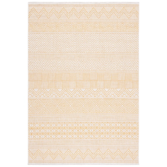 SAFAVIEH Courtyard Altan Geometric Indoor/Outdoor Area Rug, Beige/Gold, 4' x 5'7"