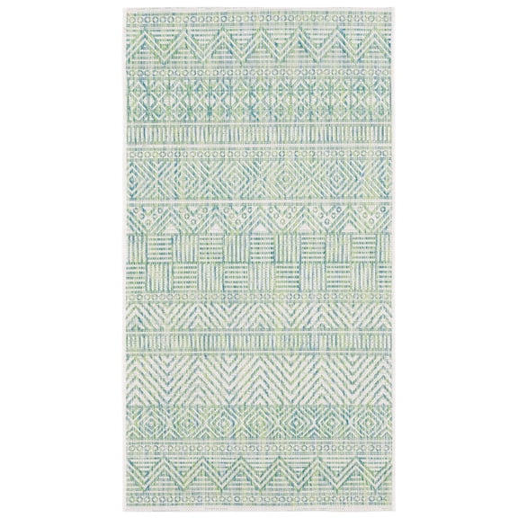 SAFAVIEH Courtyard Altan Geometric Indoor/Outdoor Area Rug, Beige/Green, 2' x 3'7"